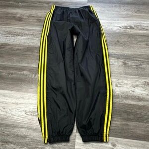 Vintage 90s y2k Adidas Black Yellow xl Ankle Zip 3-Stripes Joggers Track Pants